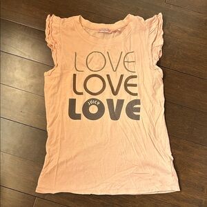 Juicy Couture Light Pink 'Love' Graphic Ruffle Sleeve Tee